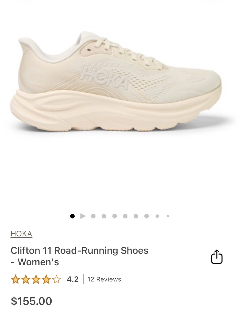 HOKA Women's Clifton 11 Road-Running Shoes — Cream size 8.5